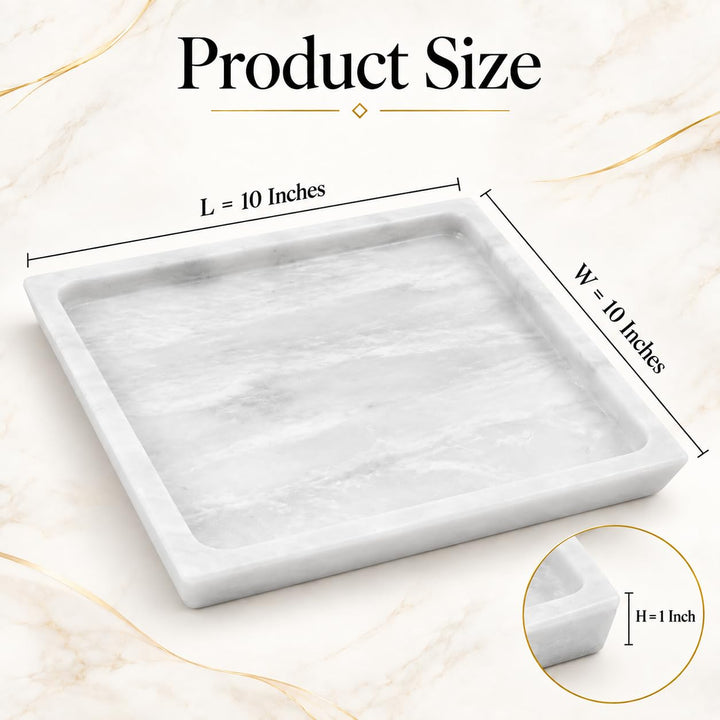 Radicaln Marble Serving Tray, White, 10 in