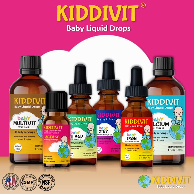 Kiddivit Baby Iron Liquid Drops with Vitamin B12 and Folate, 2 fl oz