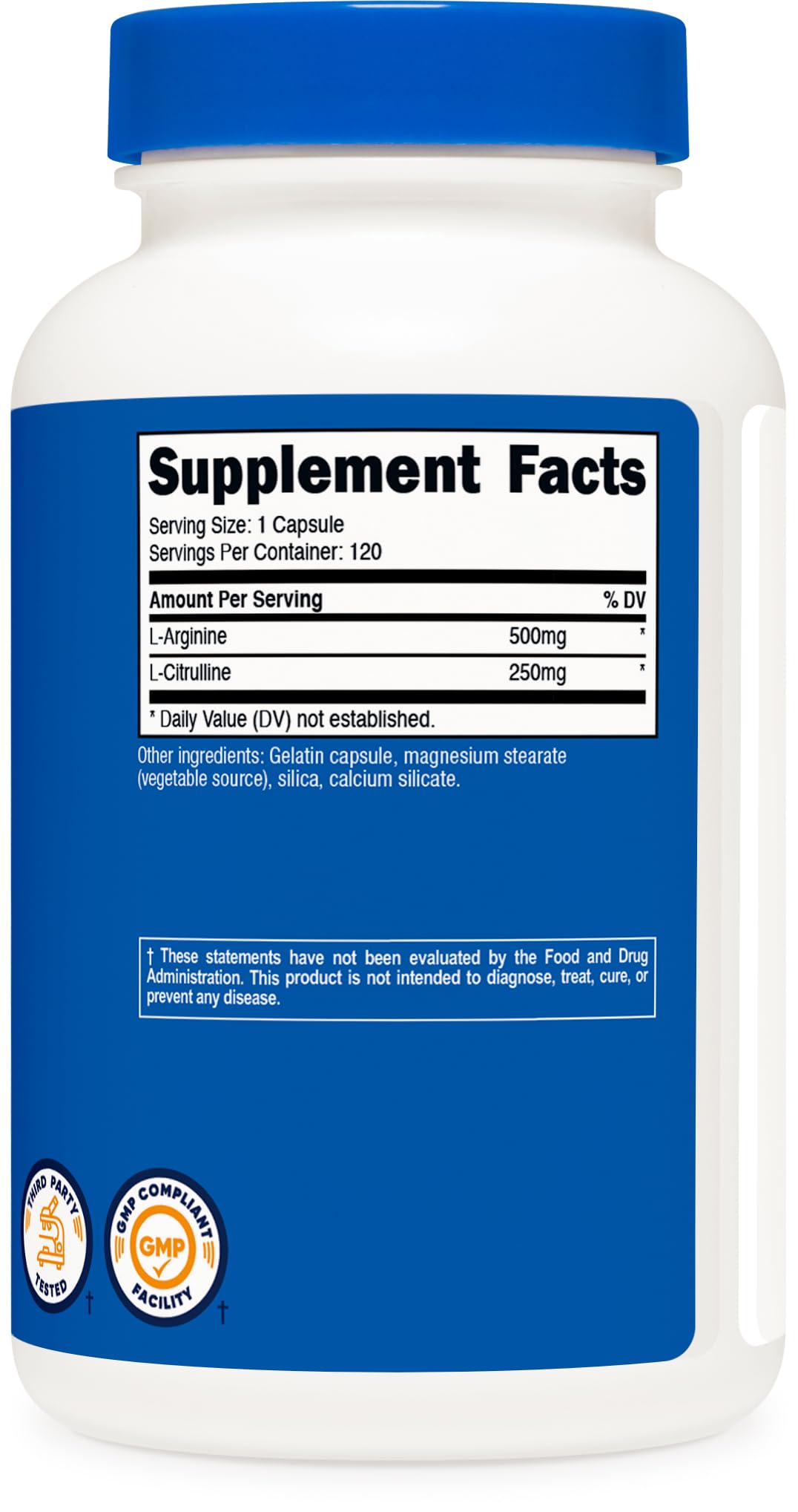 Nutricost L-Arginine L-Citrulline Complex, 750 mg, 120 Count
