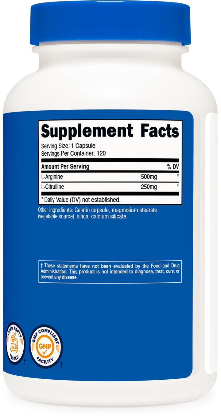Nutricost L-Arginine L-Citrulline Complex, 750 mg, 120 Count