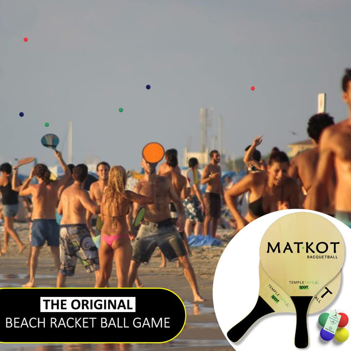 W4W Beach Paddle Ball Racket Set, 2 Paddles, 4 Balls