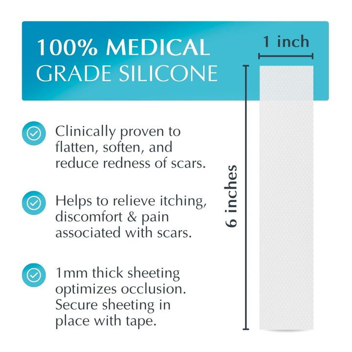 MyNewGel Advanced Silicone Scar Treatment Sheets, Clear, 1 in x 6 in, 4 Count