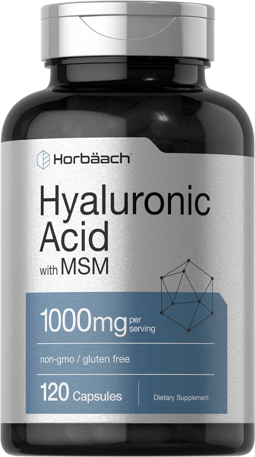 Horbäach Hyaluronic Acid With MSM Capsules, 1000 mg, 120 Count
