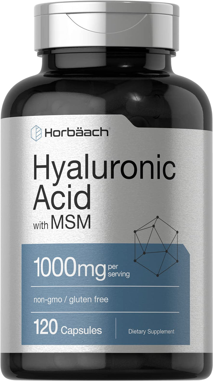 Horbäach Hyaluronic Acid With MSM Capsules, 1000 mg, 120 Count