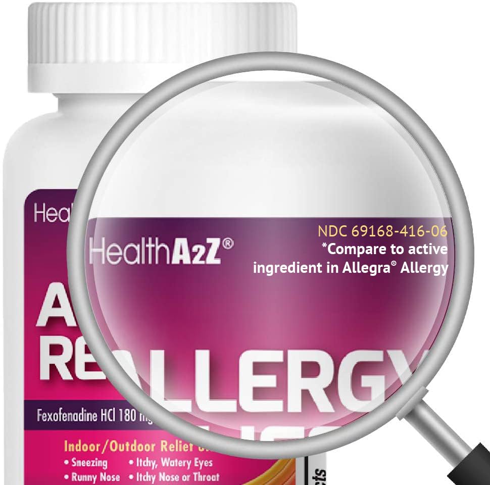 HealthA2Z Fexofenadine Hydrochloride Antihistamine Tablets, 180 mg, 120 Count