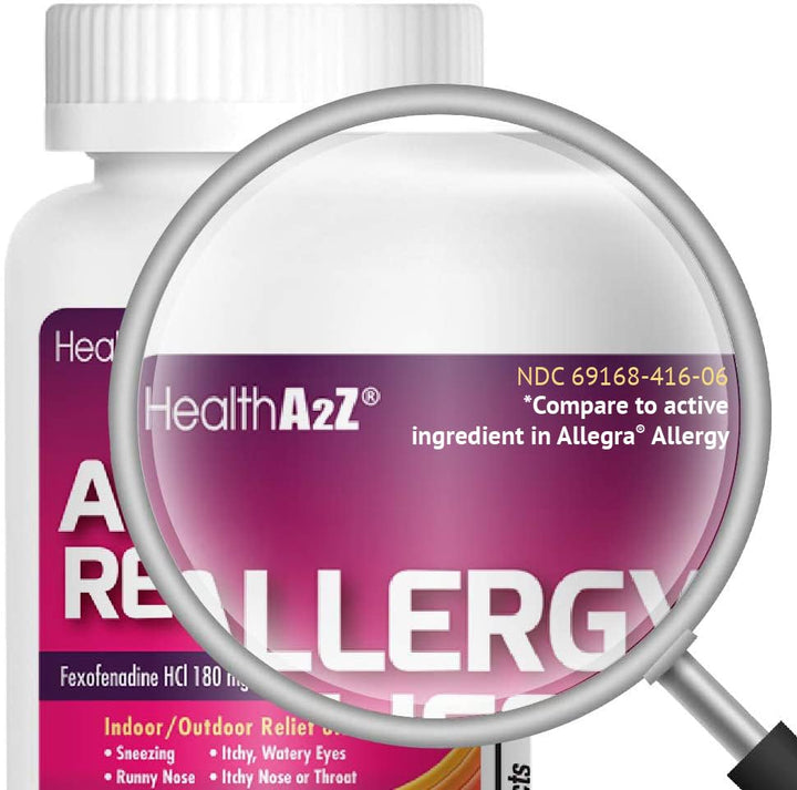 HealthA2Z Fexofenadine Hydrochloride Antihistamine Tablets, 180 mg, 120 Count