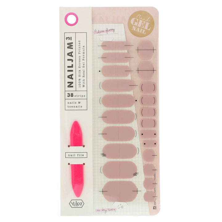 Vika Nailjam Nail Strips, Naked Cake, 38 Count
