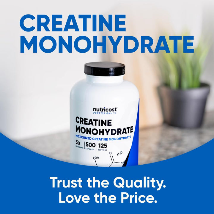 Nutricost Micronized Creatine Monohydrate, 3000 mg, 500 Count