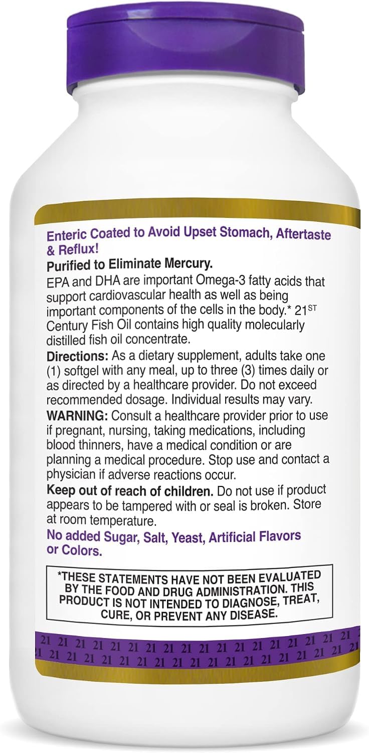 21st Century Fish Oil, 1000 mg, 180 Count