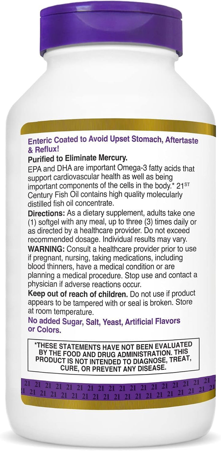 21st Century Fish Oil, 1000 mg, 180 Count