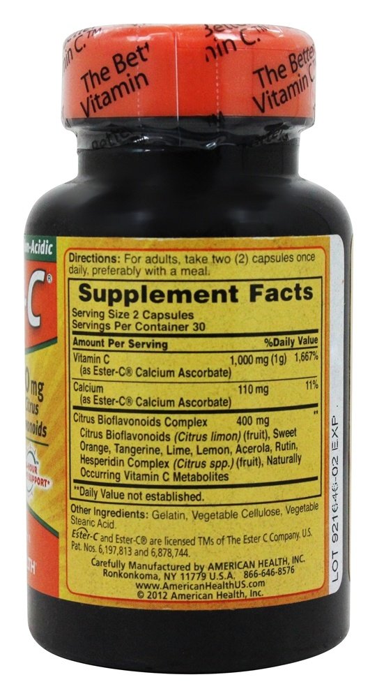American Health Ester C With Citrus Bioflavonoids, 500 mg, 60 Count