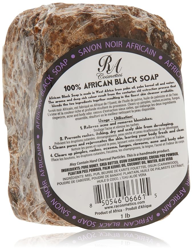RA Cosmetics African Raw Black Soap, 1 lb