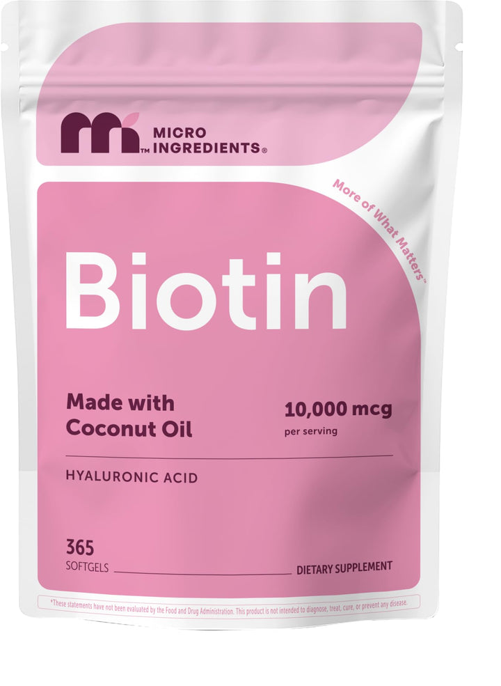 Micro Ingredients Biotin with Hyaluronic Acid Softgels, 10000 mcg, 360 Count
