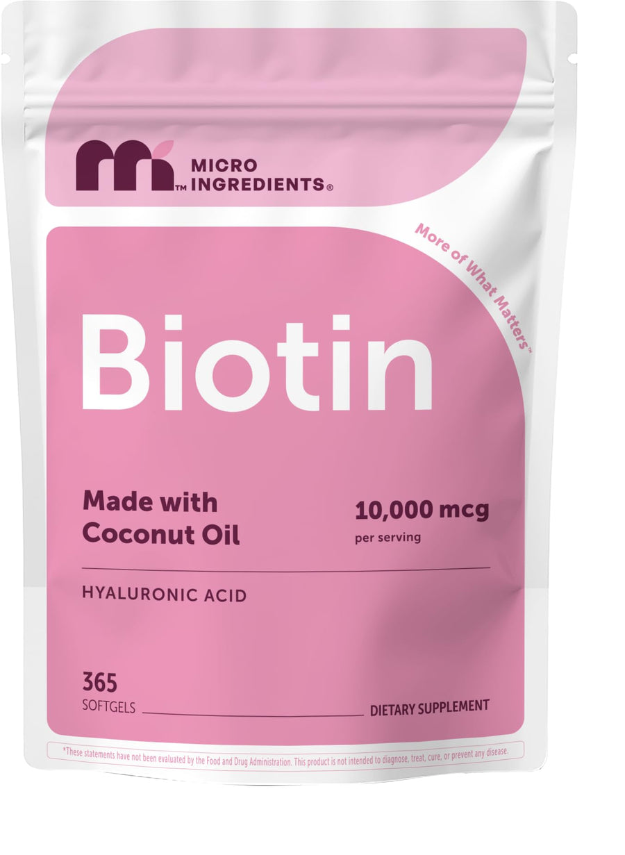 Micro Ingredients Biotin with Hyaluronic Acid Softgels, 10000 mcg, 360 Count