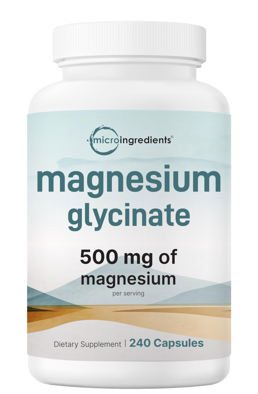 Micro Ingredients Magnesium Glycinate With Vitamin C Capsules, 400 mg, 200 Count