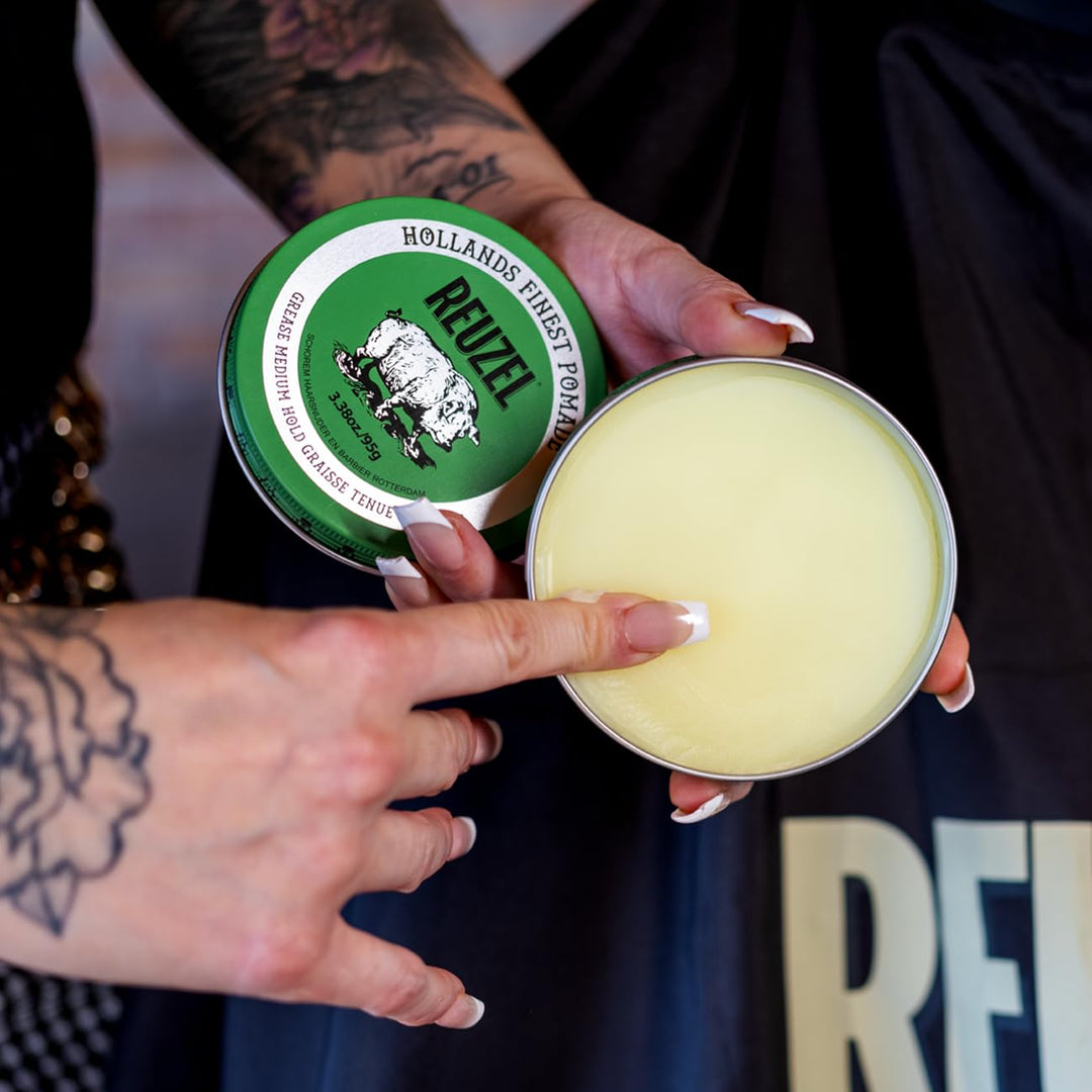 REUZEL Green Grease Pomade, Medium Hold, Medium Shine