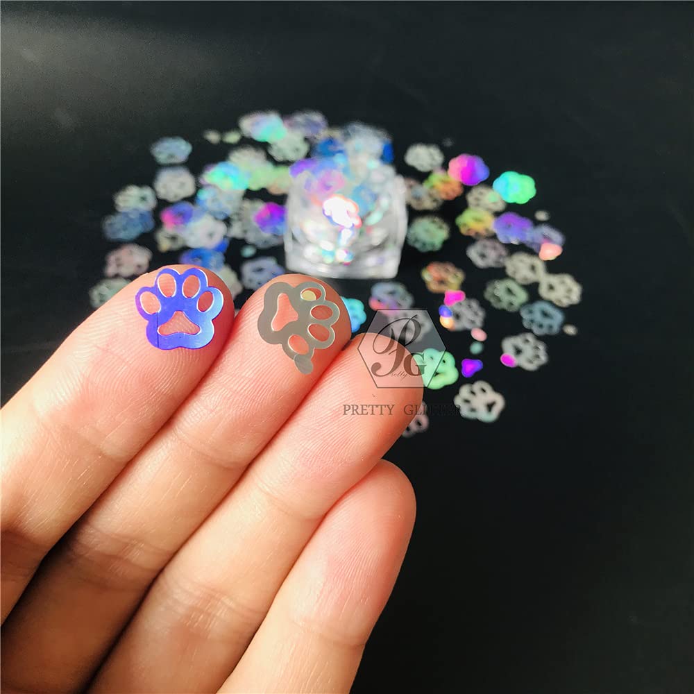 PrettyG Qute Paw Print Glitter, Silver, 10 g