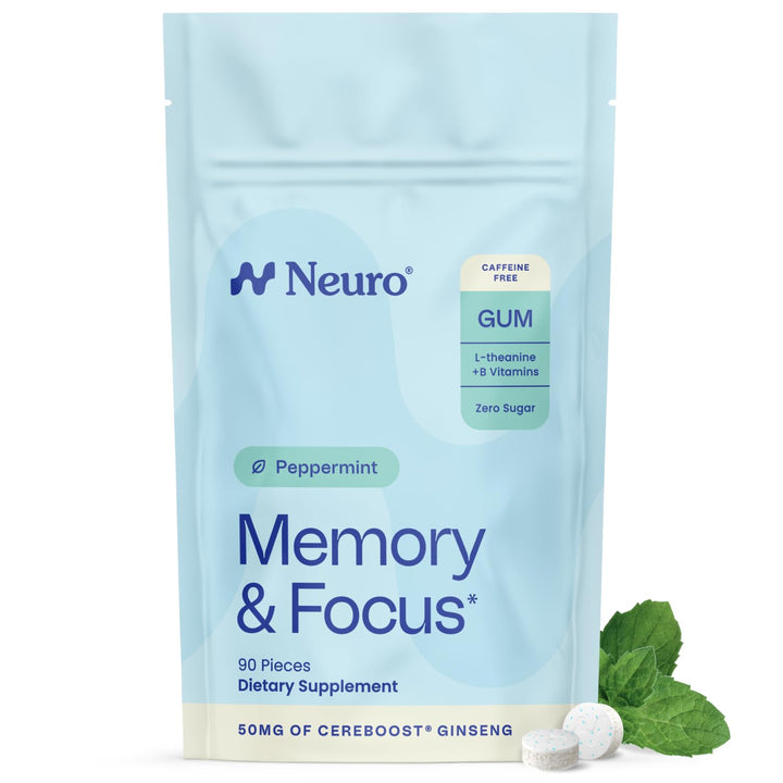 Neuro Memory & Focus Gum, Peppermint, 90 Count
