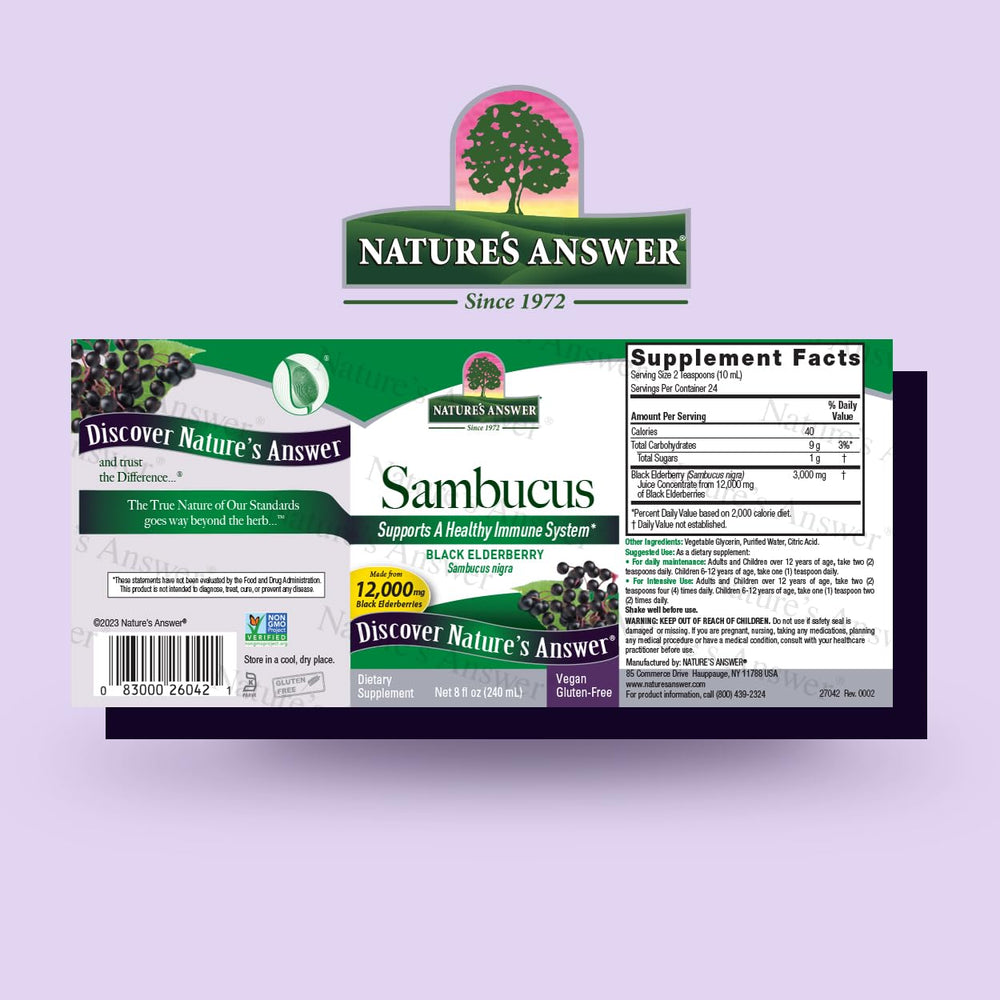 Nature's Answer Sambucus Nigra Black Elder Berry Extract, 8 fl oz