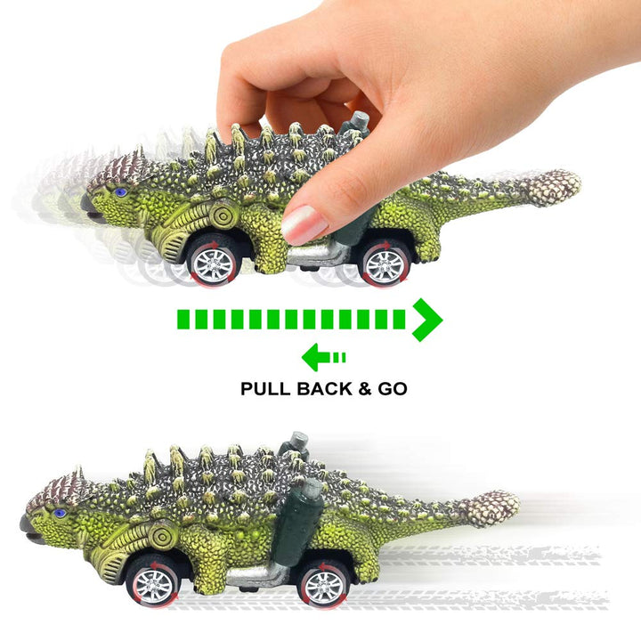 DINOBROS Pull Back Dinosaur Cars, 6 Count