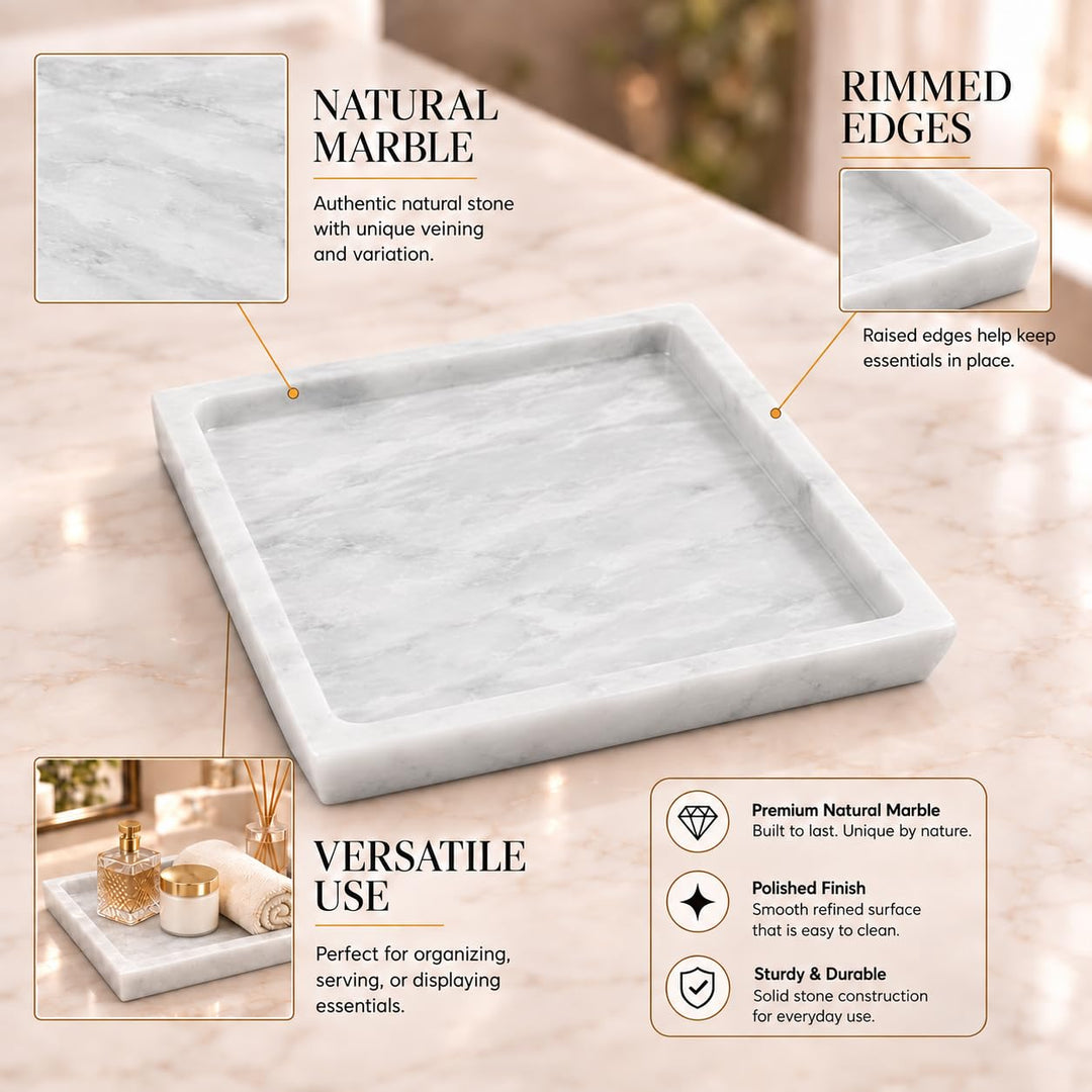 Radicaln Marble Serving Tray, White, 10 in