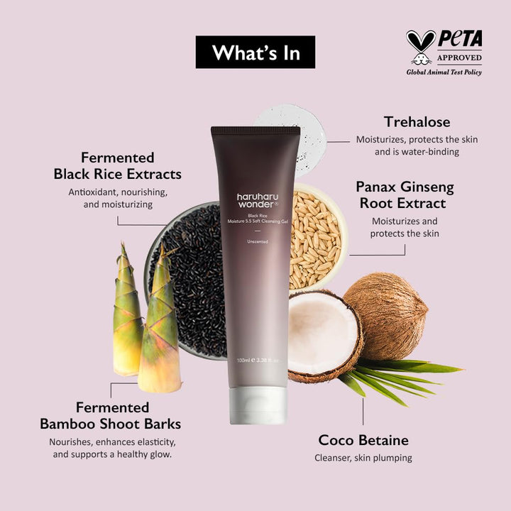HARUHARU Black Rice Moisture 5.5 Soft Cleansing Gel, 100 ml