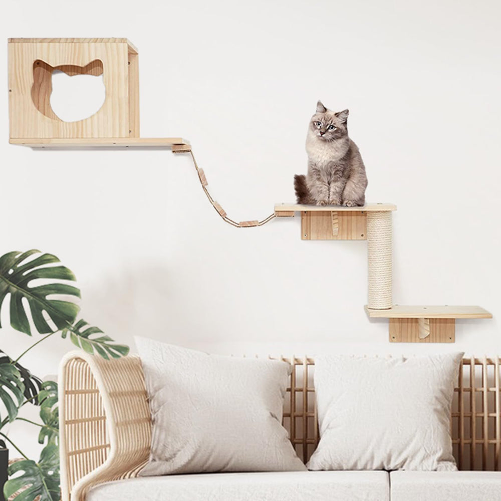 Yehnna Cat Wall Shelves and Perches Set, 5 Count