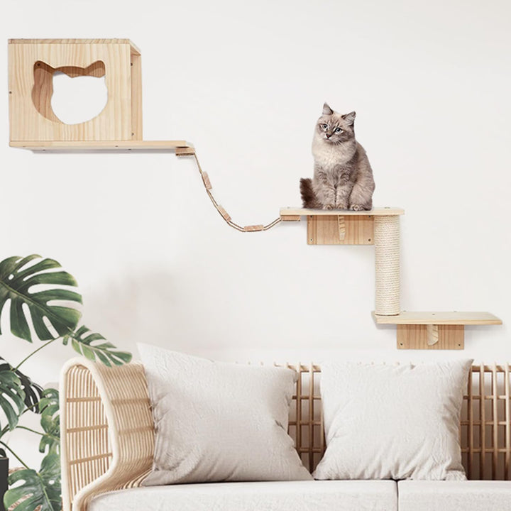Yehnna Cat Wall Shelves and Perches Set, 5 Count