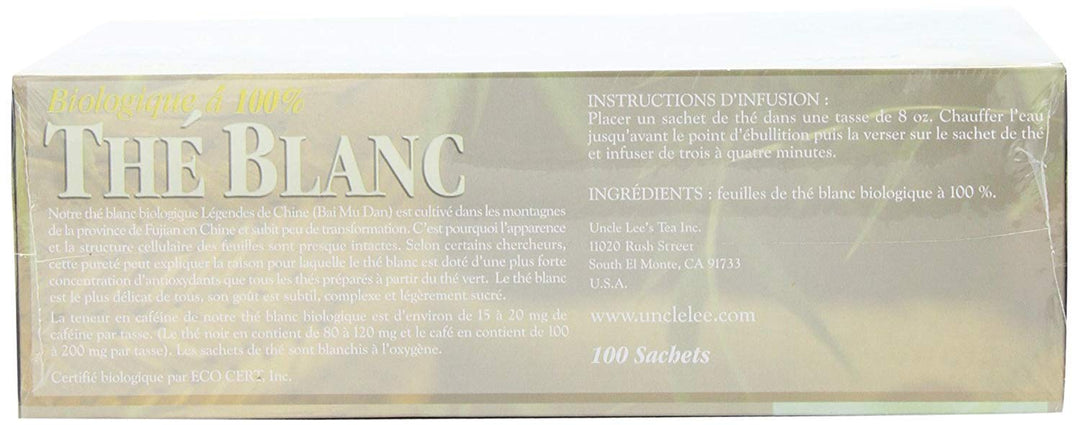 Uncle Lee's Tea Organic White Tea, 100 Count