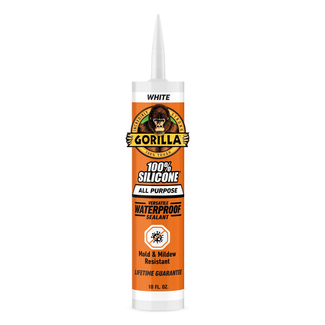 Gorilla 100 Percent Silicone Sealant Caulk, White, 10 oz