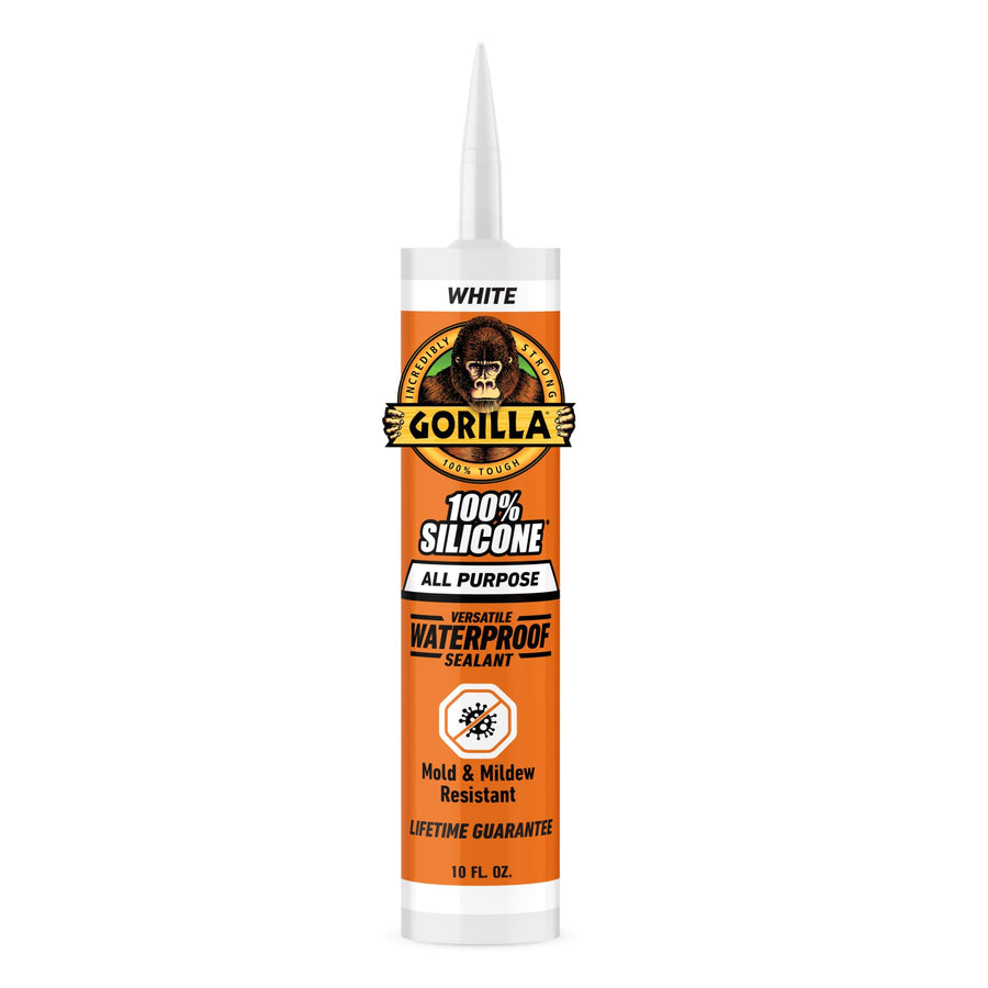 Gorilla 100 Percent Silicone Sealant Caulk, White, 10 oz