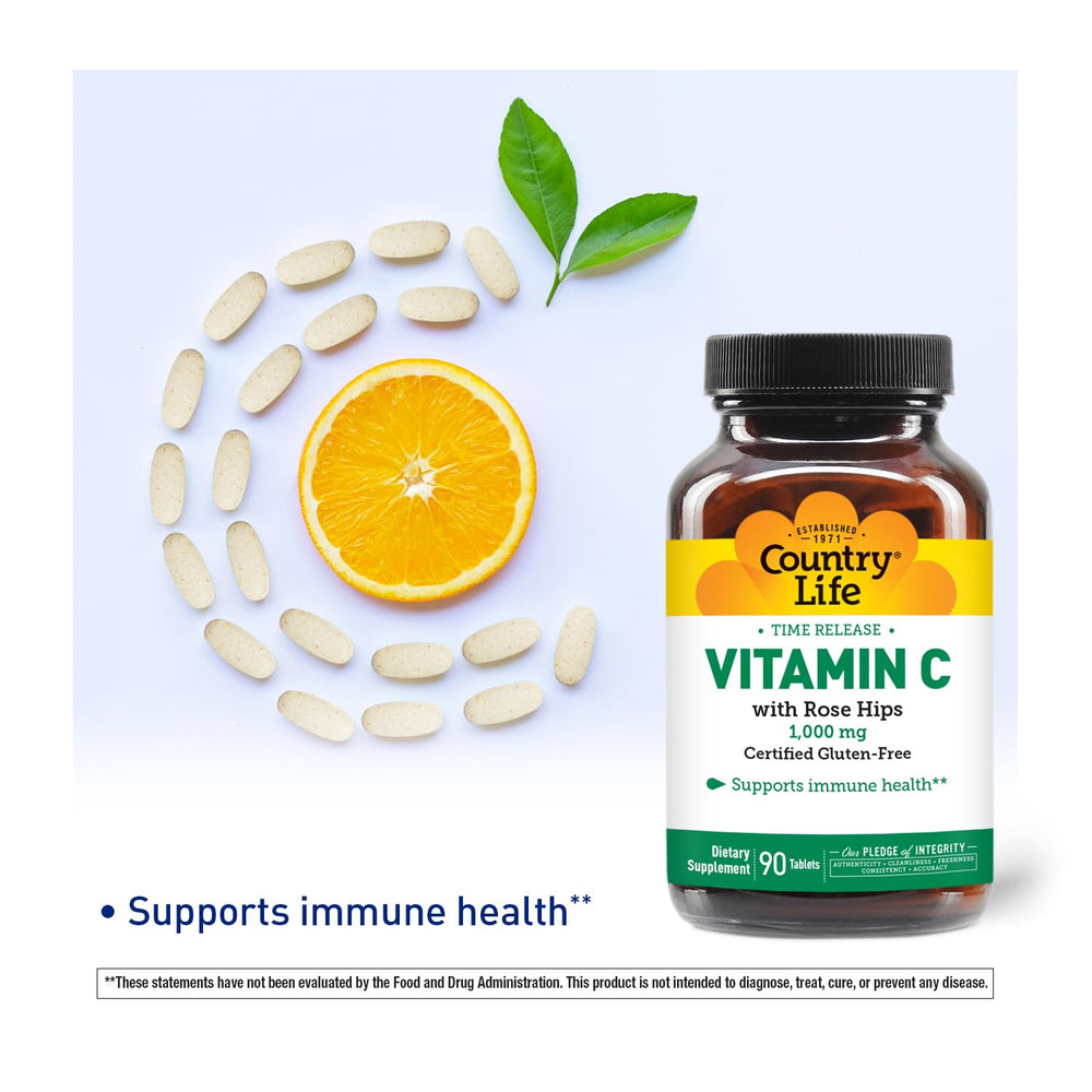 Country Life Vitamin C Time Release, 1000 mg, 90 Count