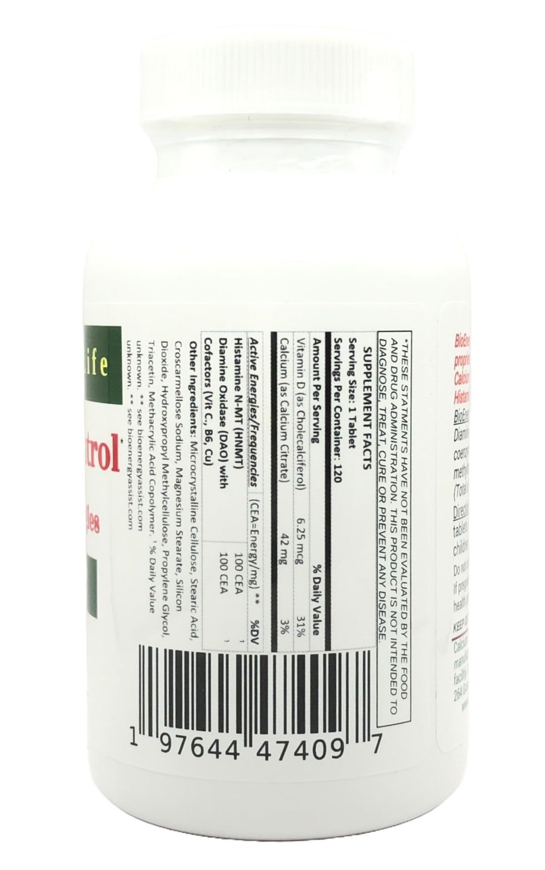 BioEnergyLife Histamine Control Tablets, 120 Count