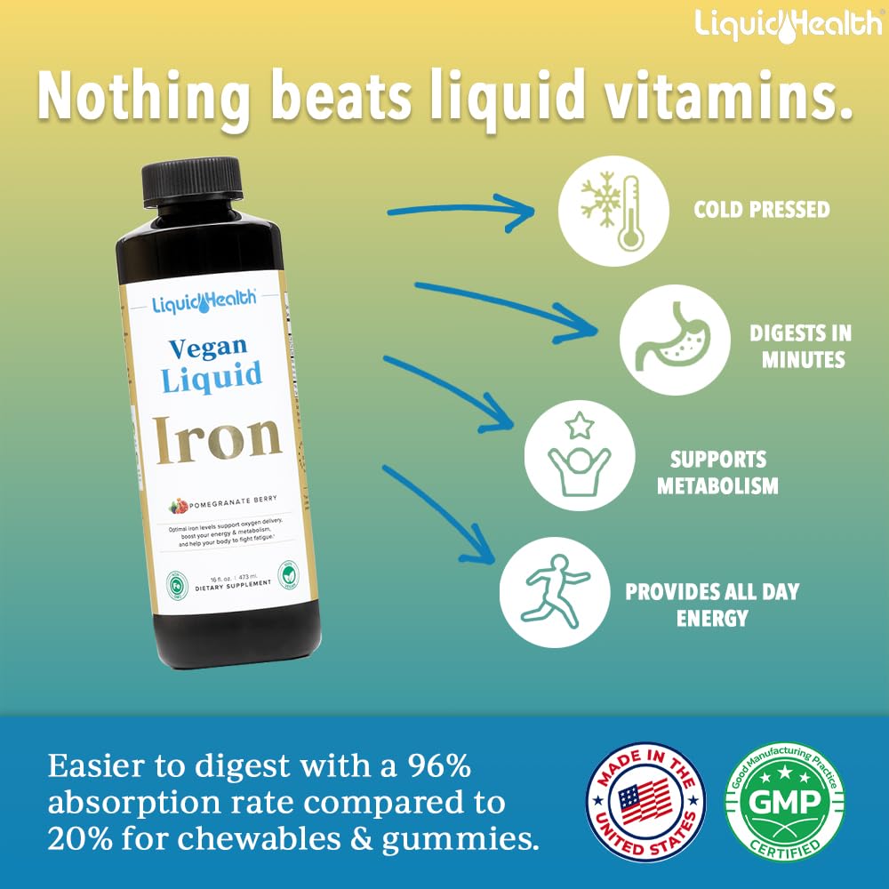 LIQUIDHEALTH Vegan Liquid Iron Supplement, 16 oz