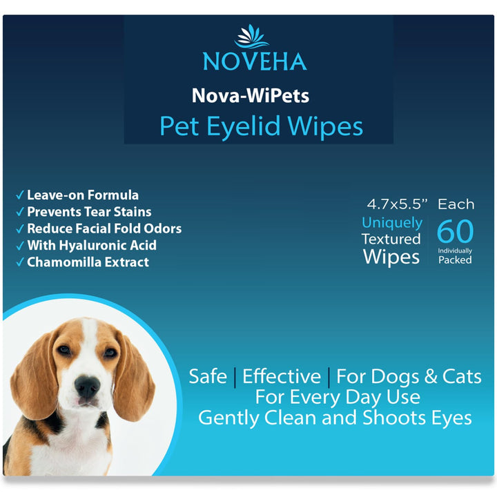 NOVEHA Dog Eye Wipes, 60 Count
