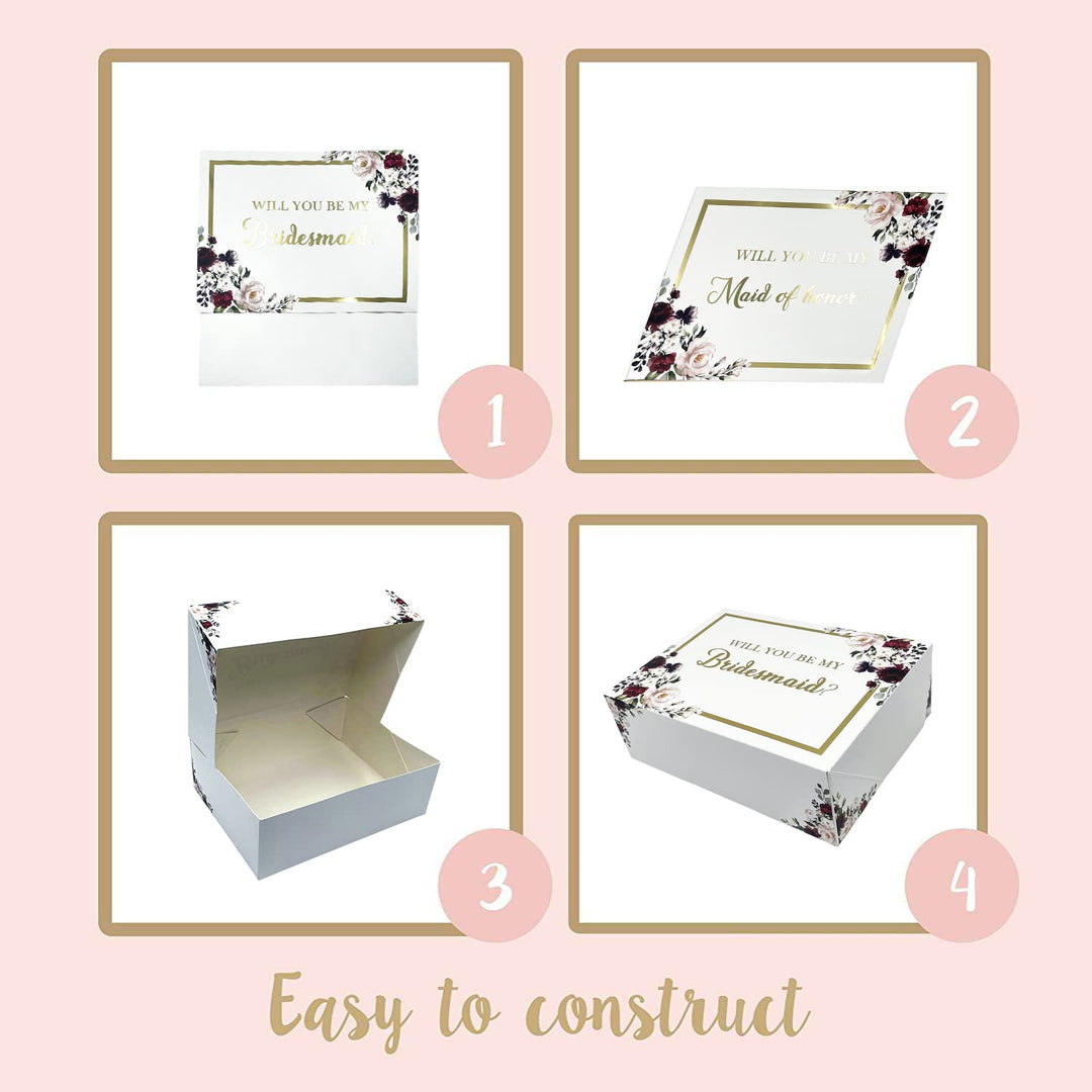 All Ewired Up Bridesmaid Proposal Box Set, Burgundy Geometric, 6 Count