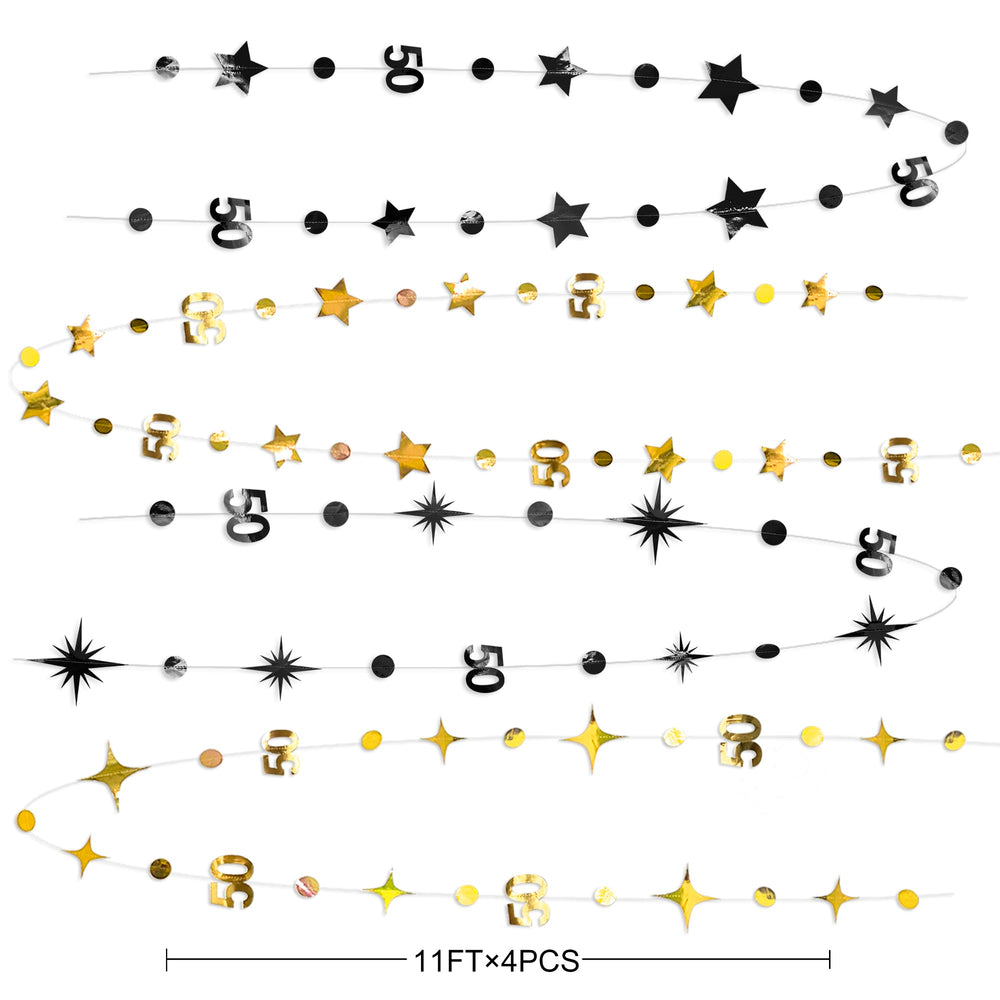 Pink Blume 50th Birthday Decorations, Black Gold, 50 Count