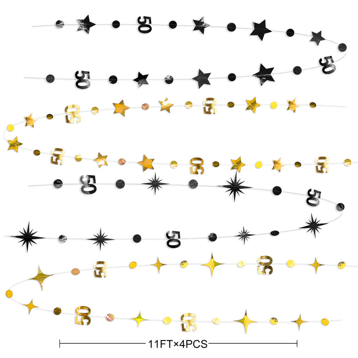 Pink Blume 50th Birthday Decorations, Black Gold, 50 Count