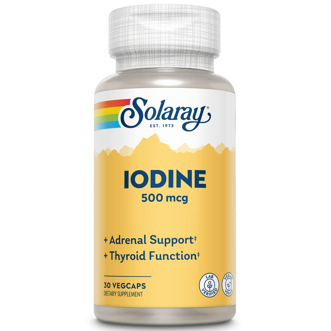 SOLARAY Iodine Vegetarian Capsules, 500 mcg, 30 Count