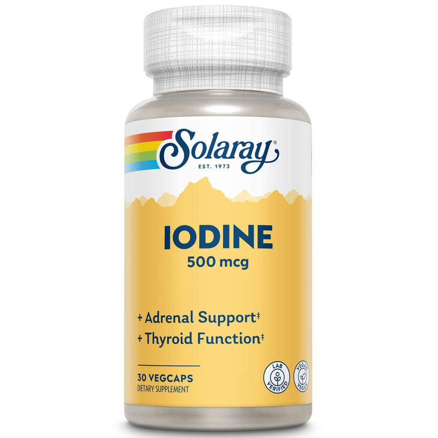 SOLARAY Iodine Vegetarian Capsules, 500 mcg, 30 Count
