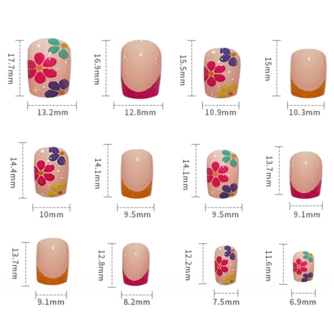 TBRZTR Press On Nails, Multiple Colour Flower Patterns, 24 Count