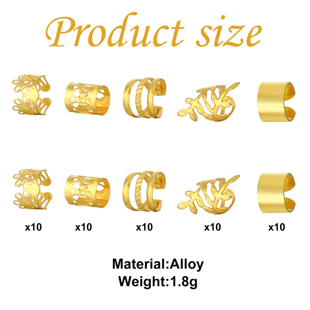 Prasacco Hair Jewelry, Gold, 50 Count