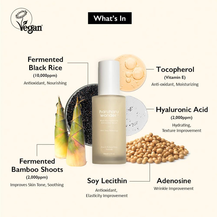 Haru Haru Wonder Black Rice Hyaluronic Anti-Wrinkle Serum, 1.6 fl oz