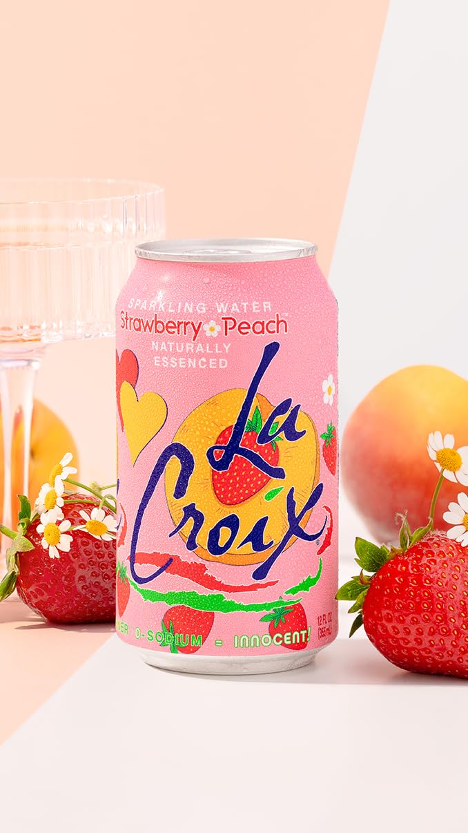 La Croix Sparkling Water, Strawberry Peach, 12 fl oz, Pack of 8