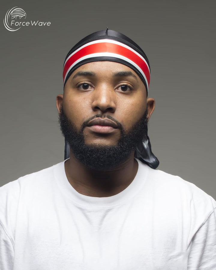 ForceWave Silky Durags for Men, Wing Blue Black Red, M