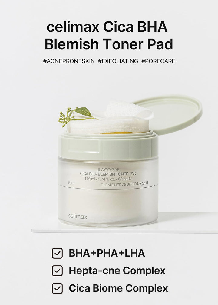 Celimax Ji Woo Gae Cica BHA Blemish Toner Pad