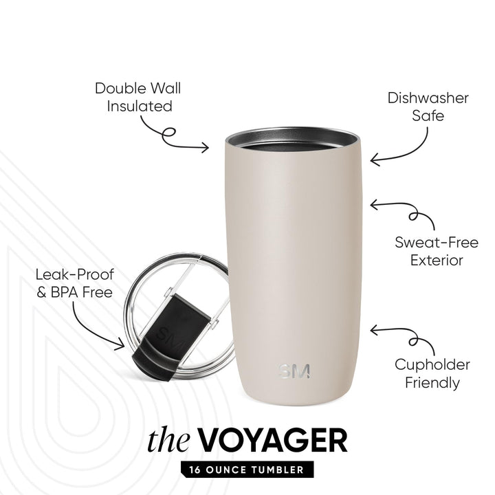 Simple Modern Travel Coffee Mug Tumbler with Flip Lid, Almond Birch, 16 oz