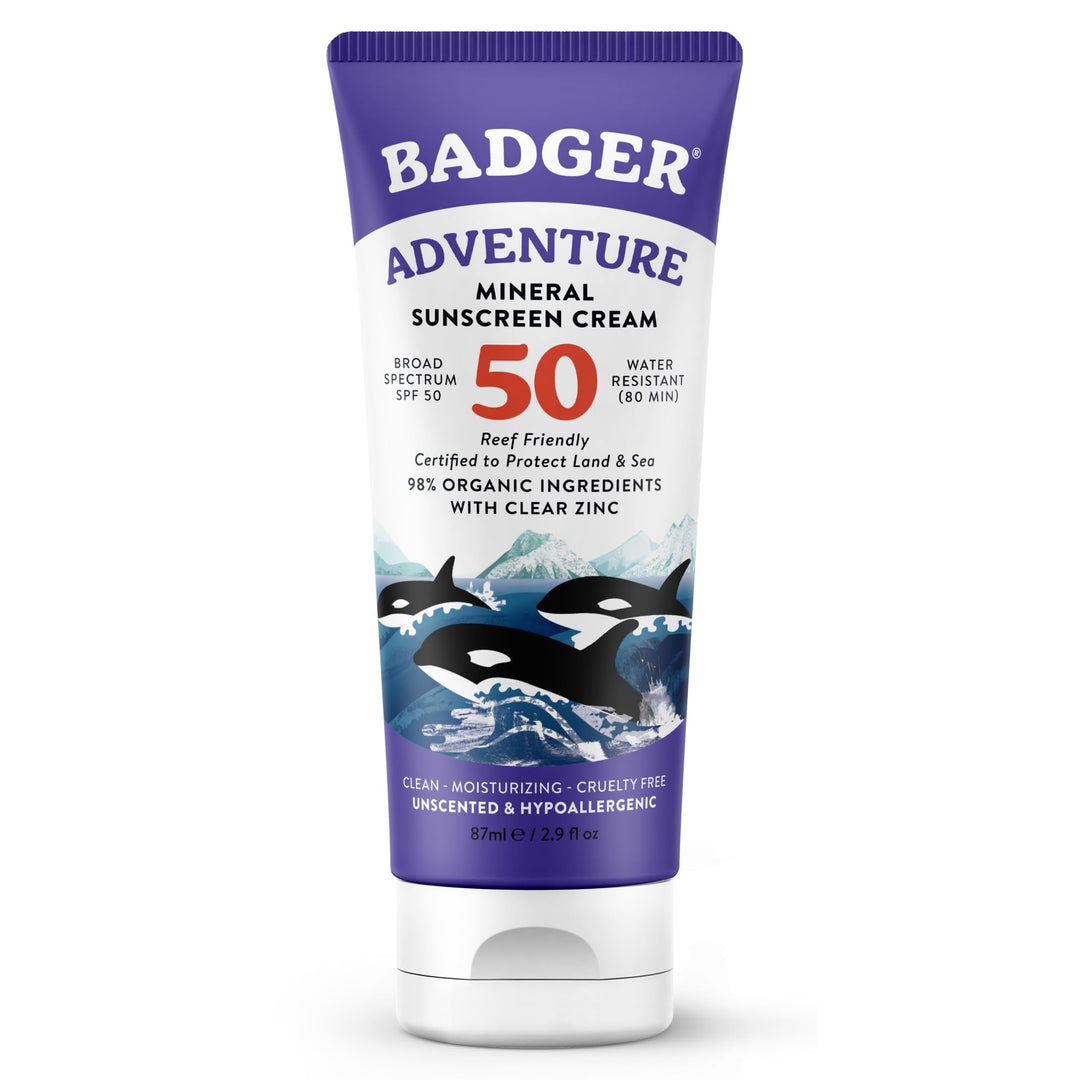 Badger Mineral Sunscreen SPF 50, Unscented, 2.9 fl oz