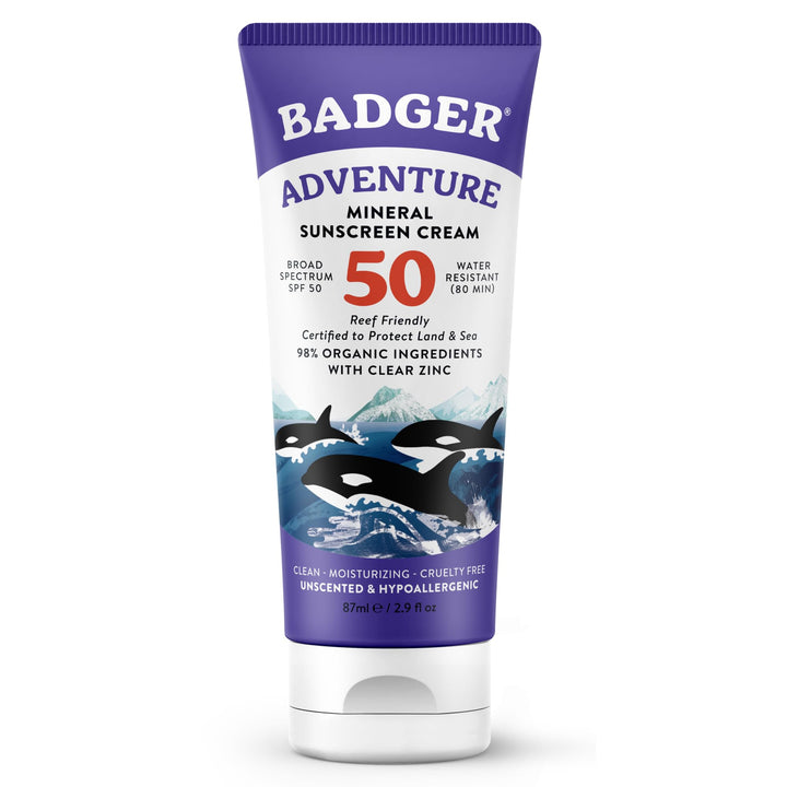 Badger Mineral Sunscreen SPF 50, Unscented, 2.9 fl oz