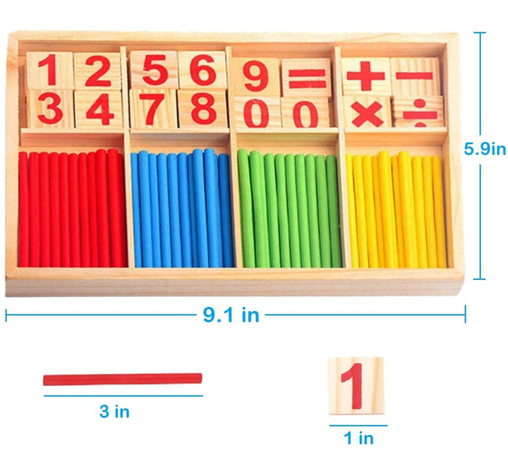 KUTOI Counting Number Blocks And Sticks, Wooden Rods With Storage Tray